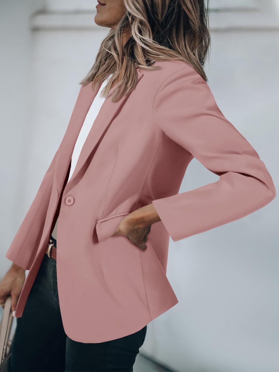 HOT SALE Women's Casual Button Open Front Pocket Blazers Jacket