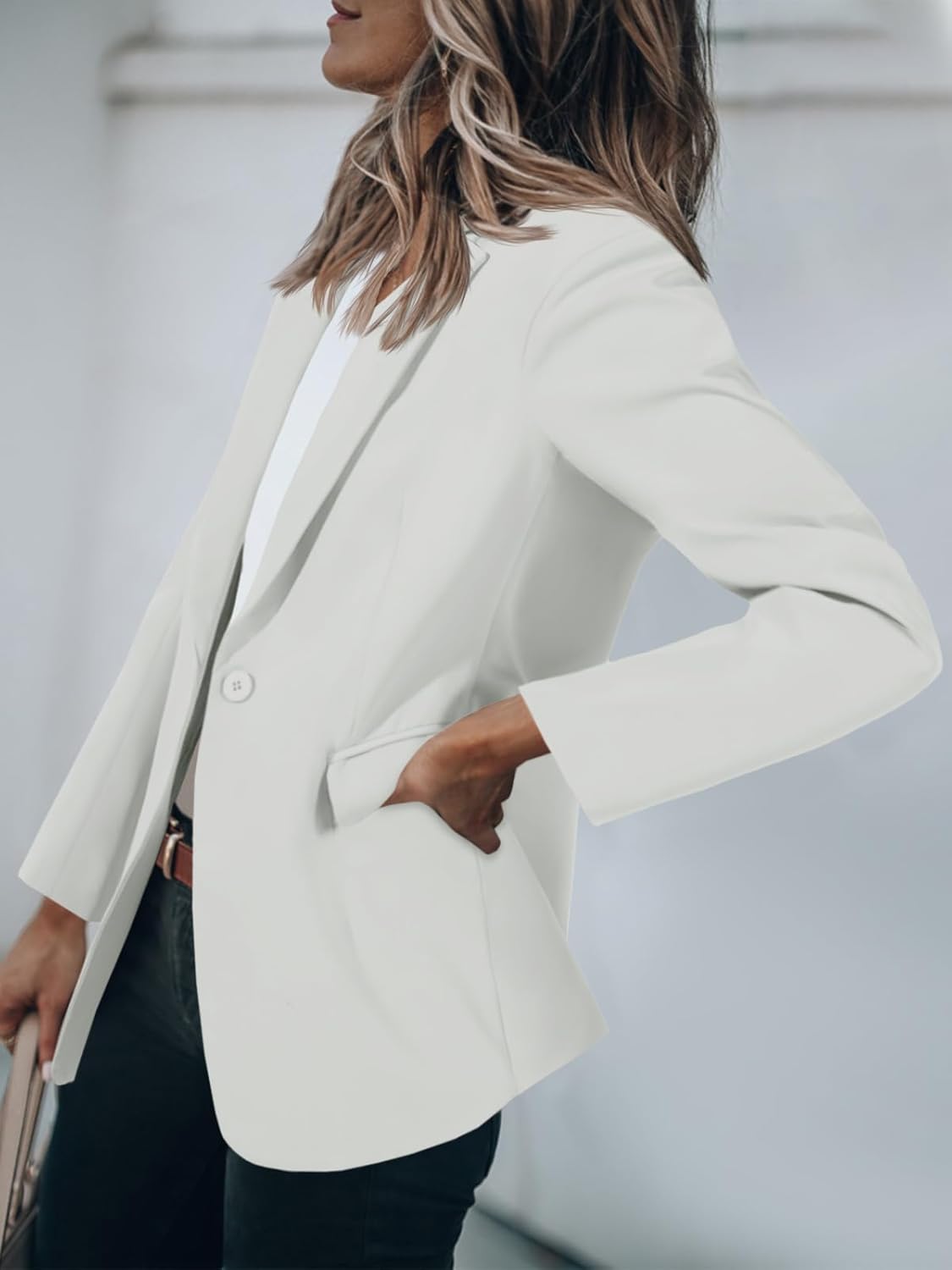 HOT SALE Women's Casual Button Open Front Pocket Blazers Jacket