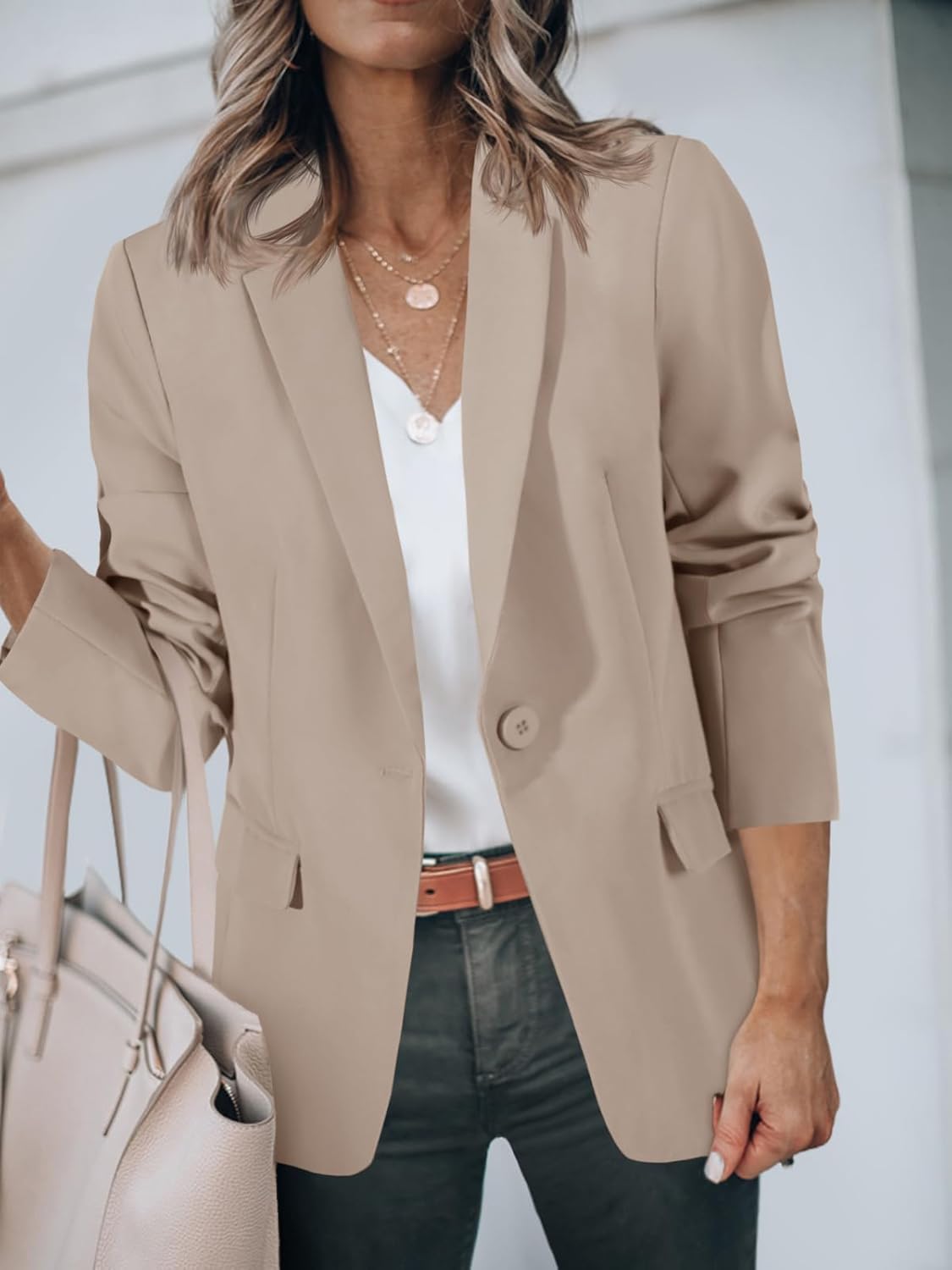 HOT SALE Women's Casual Button Open Front Pocket Blazers Jacket