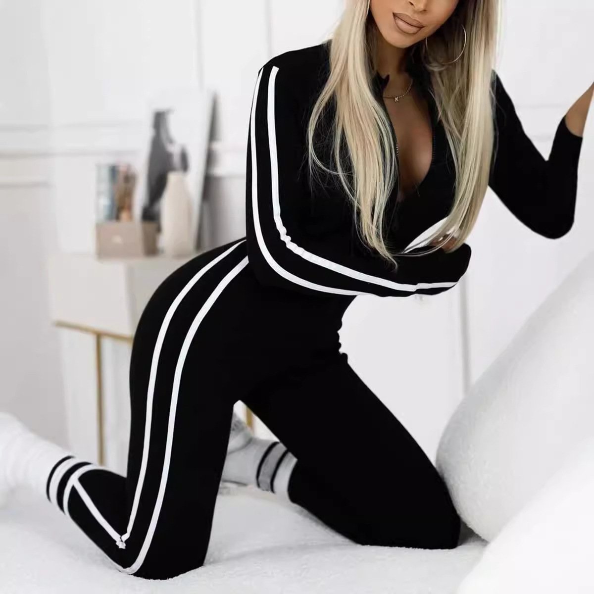 Black Friday 60%💃Women's Slim Fit Side Web Half-Zip Jumpsuit (🔥Same as in the video)