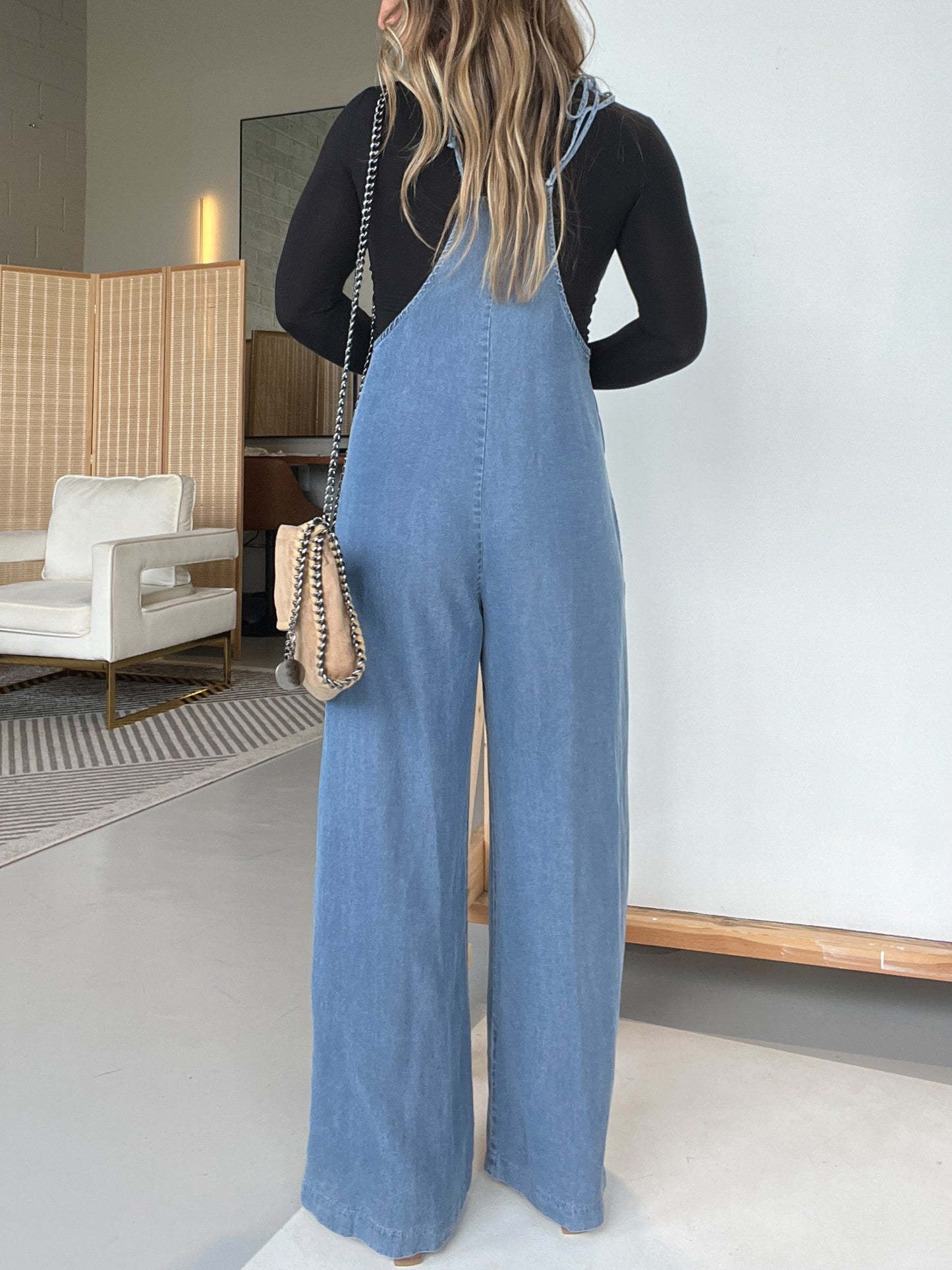 Women‘s Denim Wide Leg Overalls Jumpsuits