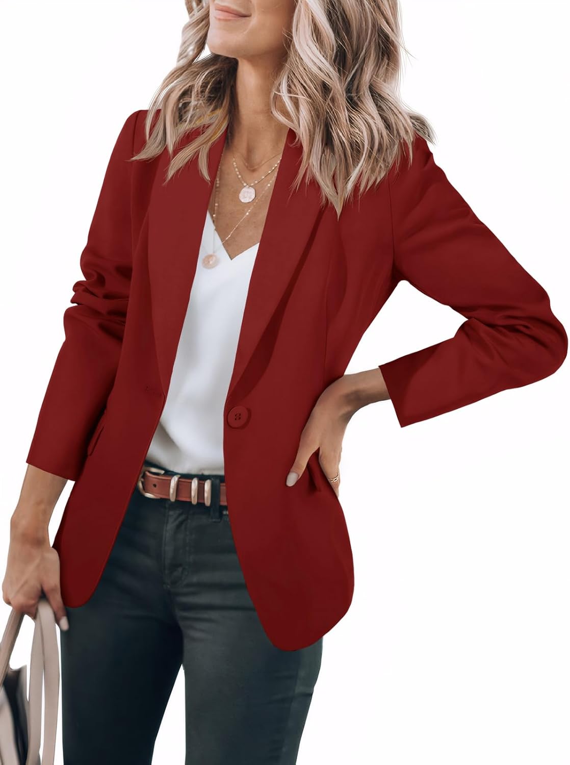 HOT SALE Women's Casual Button Open Front Pocket Blazers Jacket